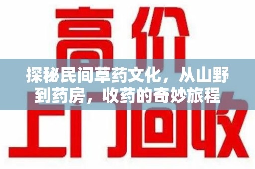 泰州探秘民间草药文化，从山野到药房，收药的奇妙旅程